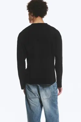 T-shirt ample à manches longues - Noir — photo 2