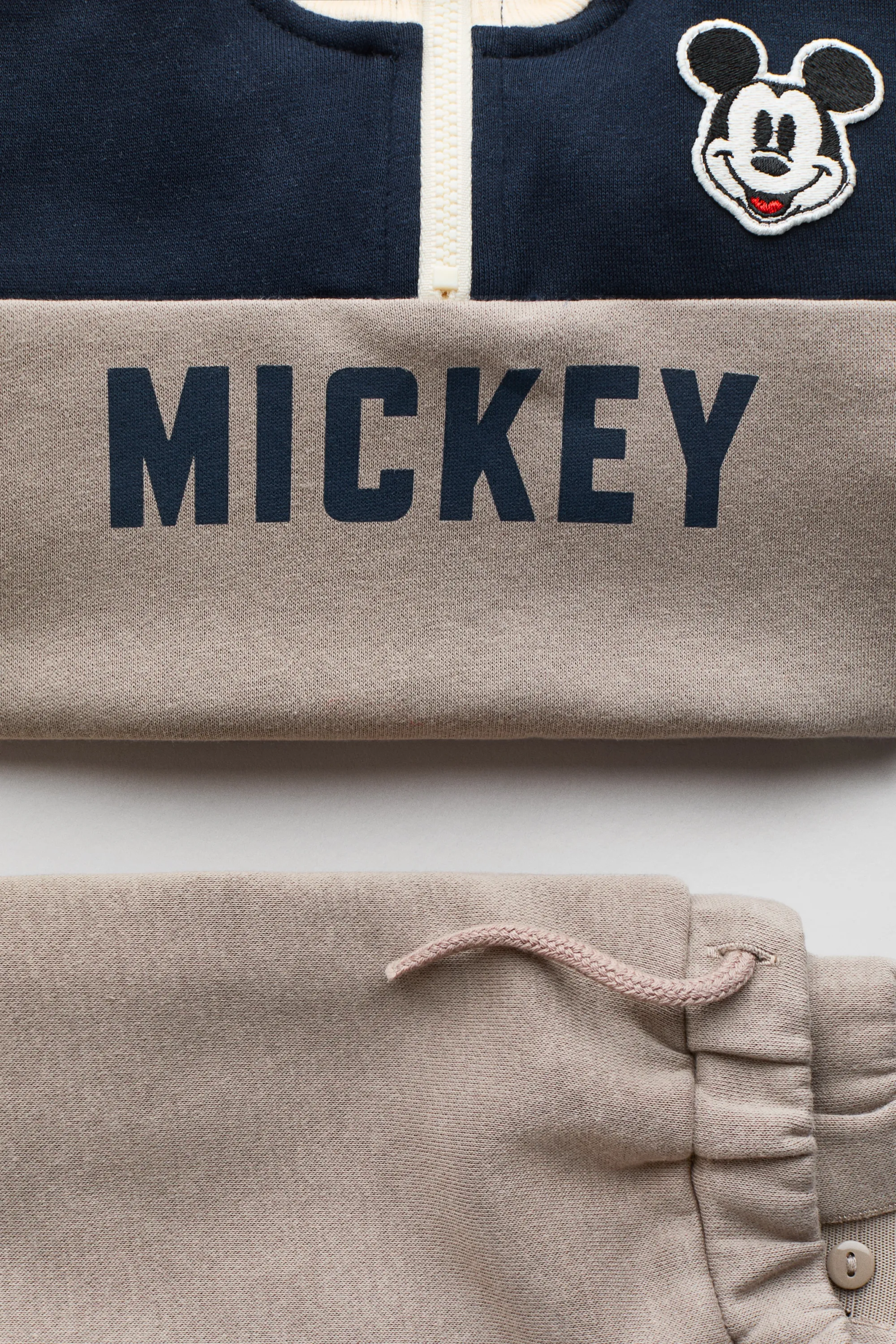 Ensemble 2 pièces en molleton gratté avec motifs - Beige/Mickey