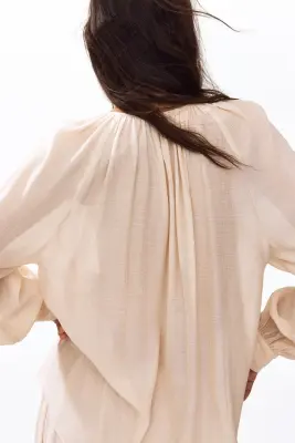 Blouse volantée - Rose poudré — photo 3
