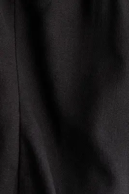 Top en lin mélangé avec dos à nouer - Noir — photo 4