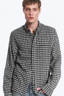 Chemise Structurée Boutonnée À Manches Longues - Noir/Gris à carreaux — photo 2