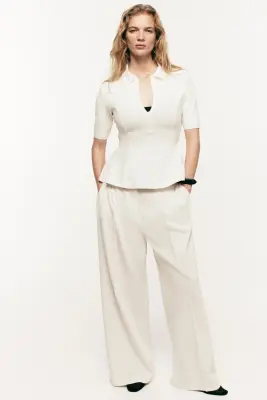 Pantalon chic à jambes larges - Blanc — photo 1