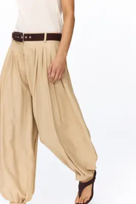 Pantalon plissé à jambes ballon - Beige — photo 4