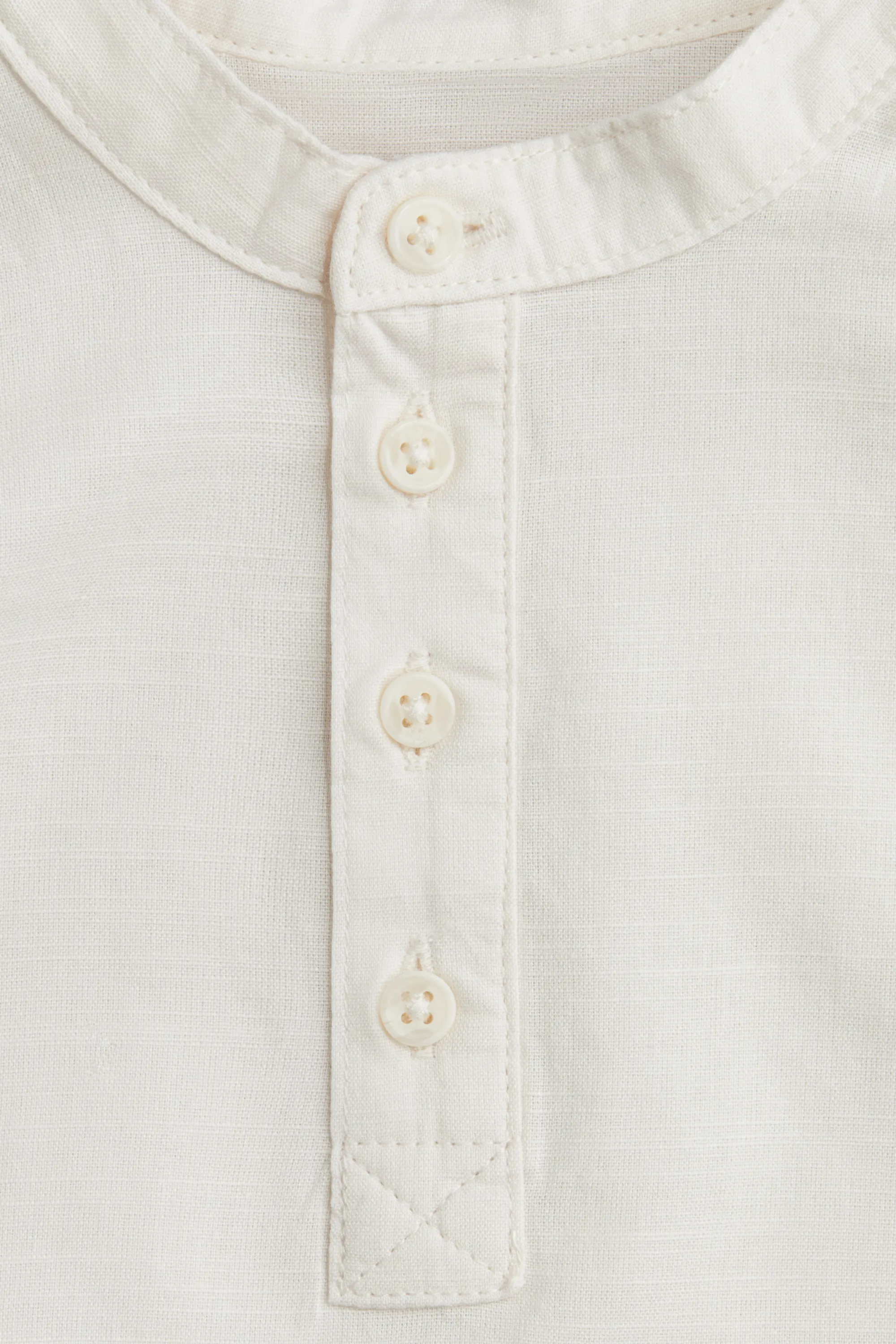 Chemise en coton avec col sans rabat - Blanc