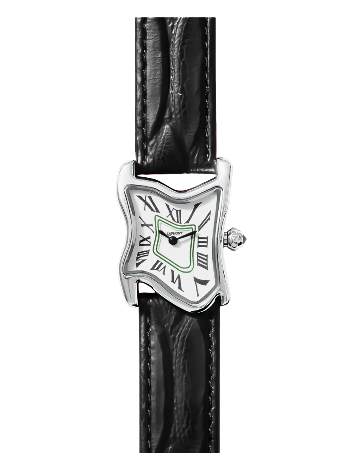LAPHONT SQUARE MELTING WATCH SMALL SILVER BLACK STRAP