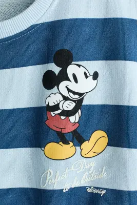Sweat imprimé à l'intérieur brossé - Bleu clair/Mickey — photo 2