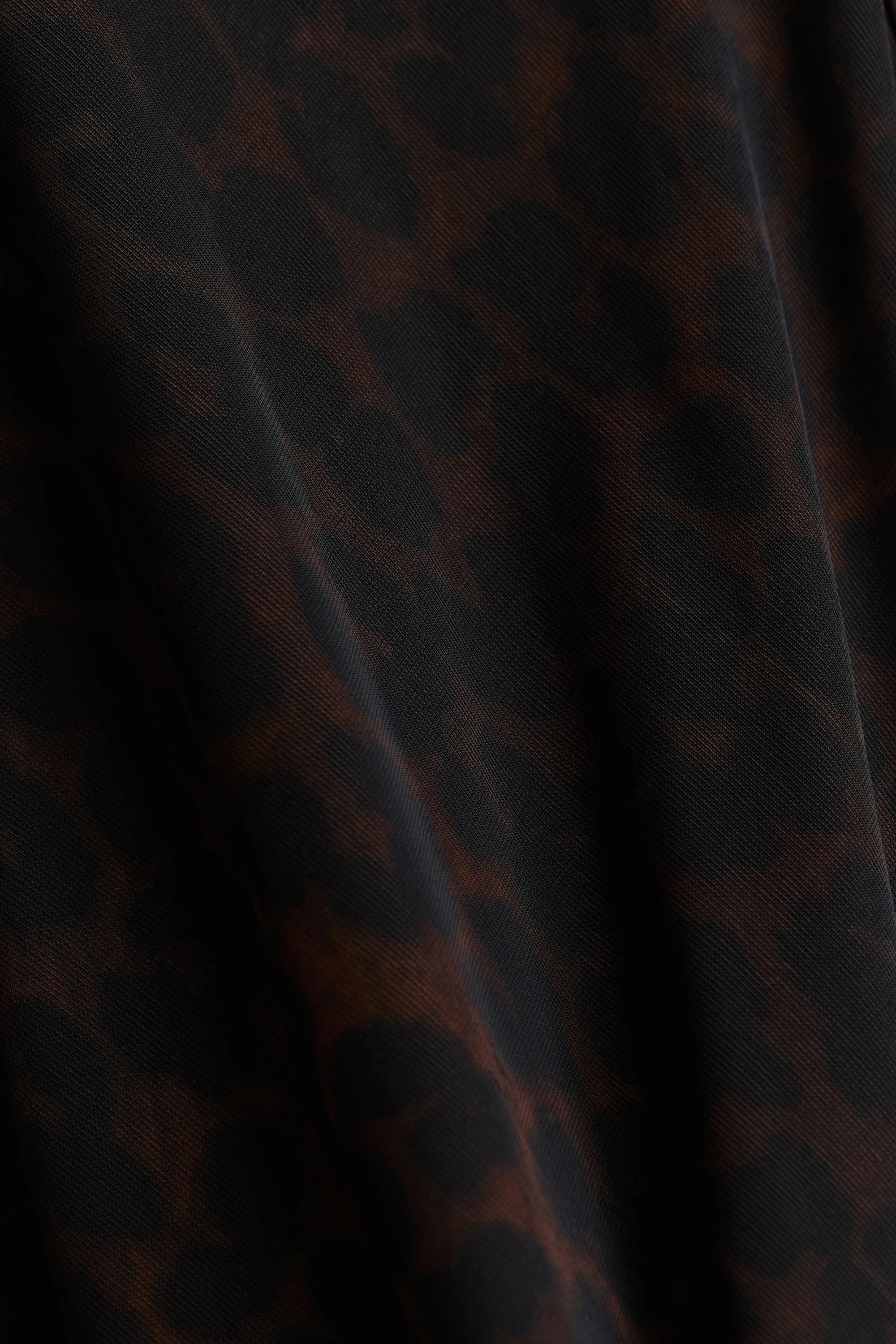 Draped mesh dress - Marron foncé/imprimé léopard