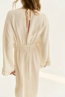 Robe tunique façon crochet - Beige clair — photo 3