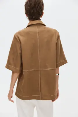 Chemise à manches courtes - Beige foncé — photo 3