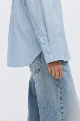 Chemise oversize - Bleu clair/rayé — photo 3