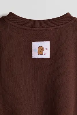 Sweat oversize avec motifs imprimés - Marron foncé/CapyFun — photo 1