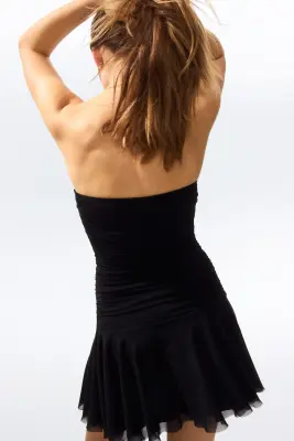 Robe bandeau à effet ruché - Noir — photo 2