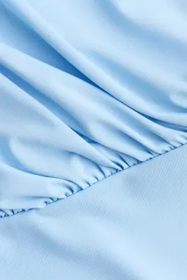 Top asymétrique à effet drapé - Bleu clair — photo 5
