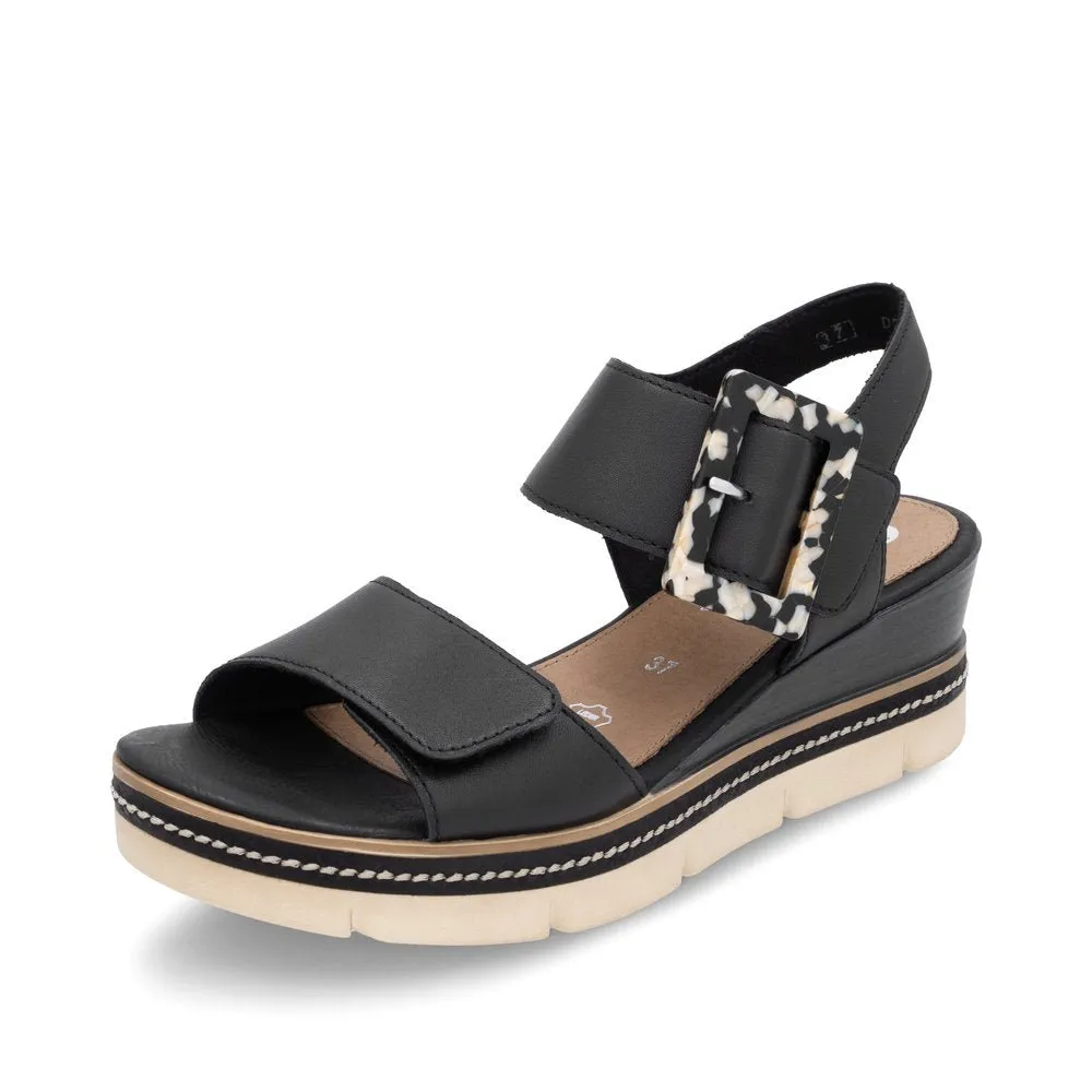 Sandales Remonte D2L53-00 Noires - Lacets Velcro Grande Pointure Femme