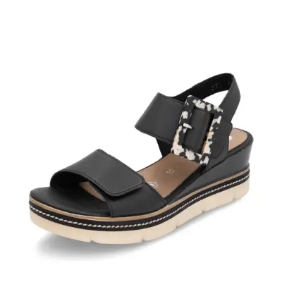 Sandales Remonte D2L53-00 Noires - Lacets Velcro Grande Pointure Femme