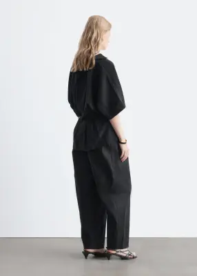 Chemise plissée à la taille - Noir — photo 5