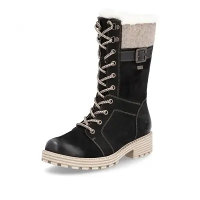 Bottines Remonte D0W72-03 Noires - Lacets Grande Pointure Femme — photo 1