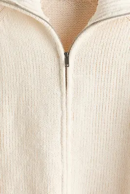 Gilet zippé Relaxed Fit en fil chenille - Crème — photo 3