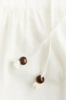 Robe chemise avec ceinture à nouer - Crème — photo 3