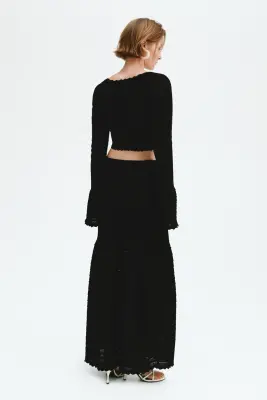 Jupe en maille texturée - Noir — photo 2