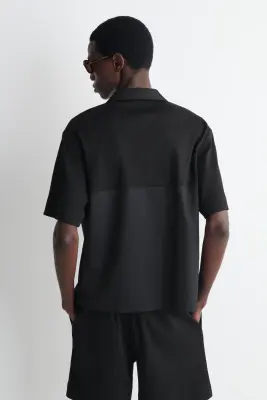 CHEMISE DÉCONTRACTÉE À PANNEAUX CONTRASTÉS - NOIR — photo 4