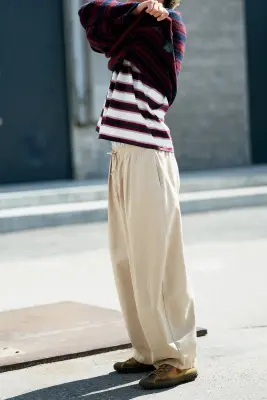 Pantalon à enfiler Barrel - Beige poudré — photo 3