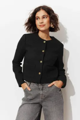 Veste boîte tweedée Femme — photo 2