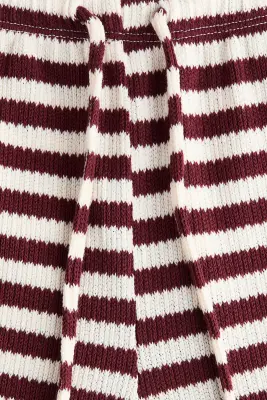 Pantalon en maille - Blanc/rayures rouge foncé — photo 3