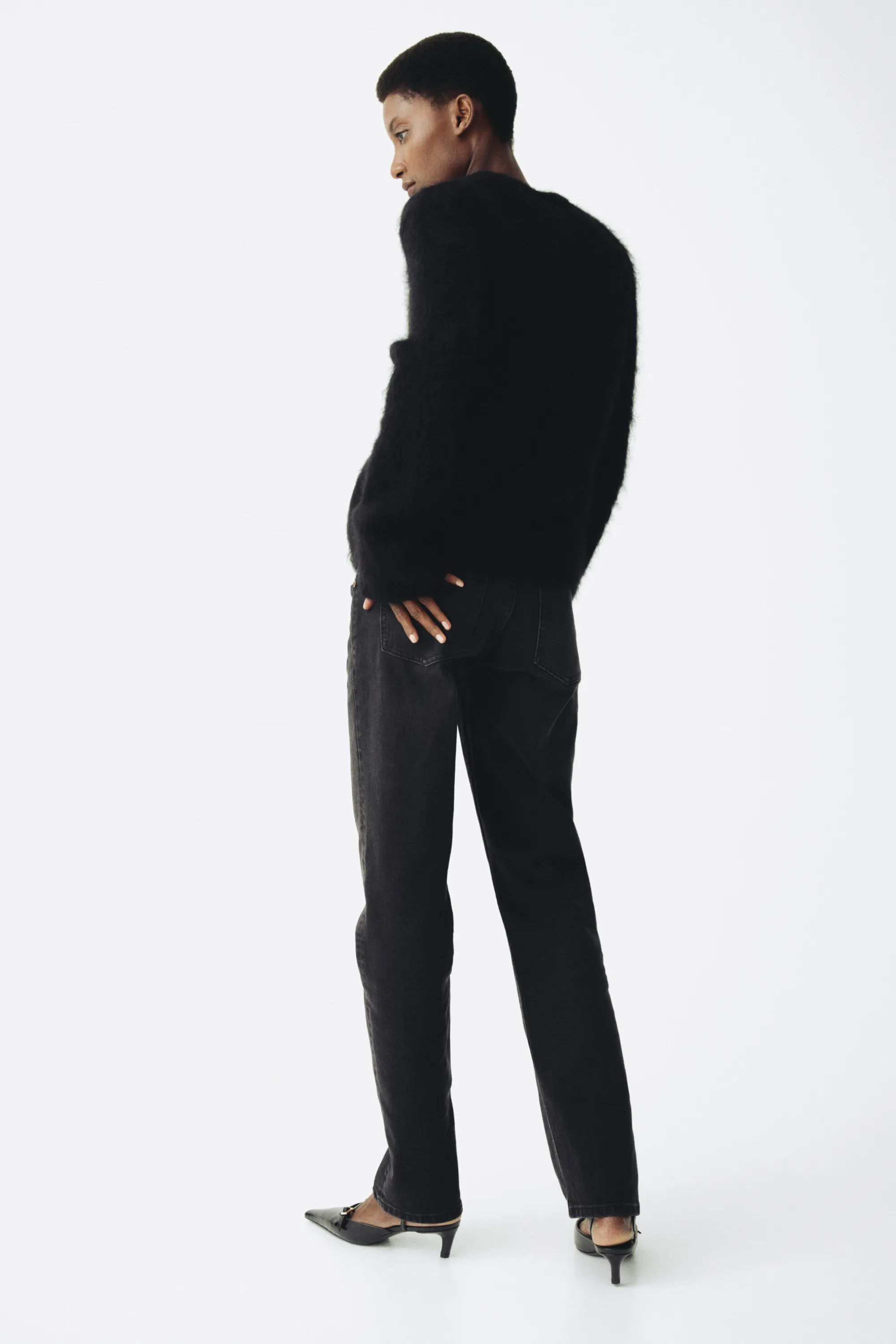 MAMA Slim Straight High Jeans - Gris denim foncé
