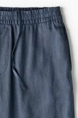Loose Fit Linen trousers - Bleu ancien — photo 5