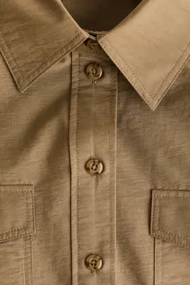 Chemise avec cordon de serrage - Beige foncé — photo 5