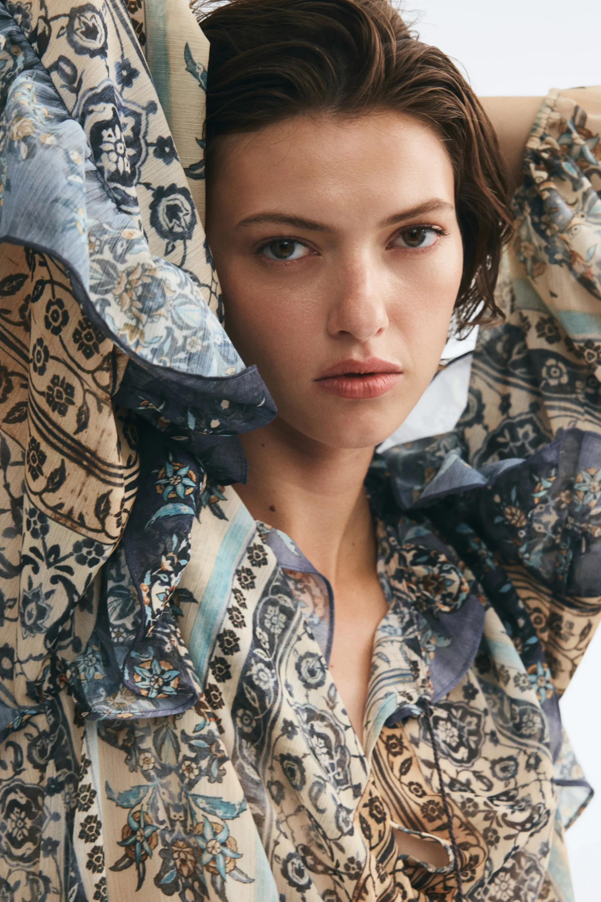 Robe tunique volantée - Bleu foncé/motif