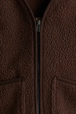 Veste sans manches en tissu Teddy bear - Marron foncé — photo 3