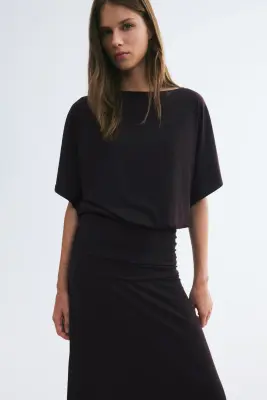 Robe maxi à effet drapé - Violet prune foncé — photo 1