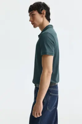 Polo COOLMAX® Slim Fit - Bleu canard — photo 4