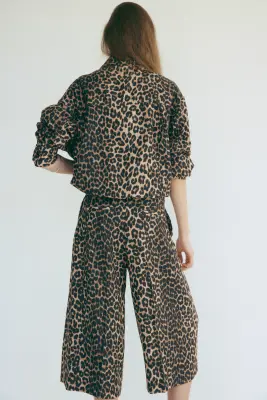 Jupe-culotte large - Beige/imprimé léopard — photo 3