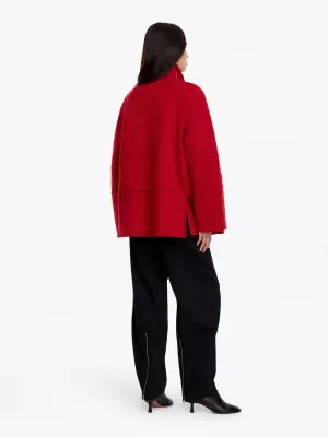 Veste en laine mélangée double face - Rouge — photo 2