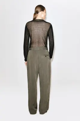 FLUID PLEATED STRAIGHT-LEG TROUSERS - BEIGE FONCÉ — photo 2