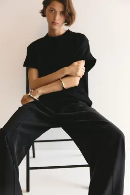 Pantalon barrel avec plis - Noir — photo 2