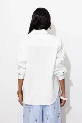 Chemise oversize unie Femme — photo 5