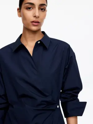 Chemise cache-cœur - Bleu foncé — photo 4