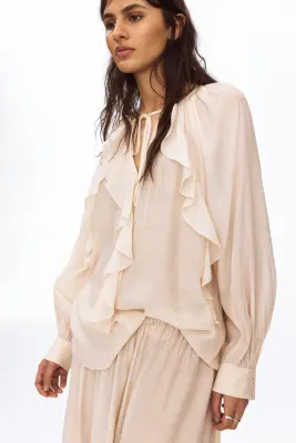 Blouse volantée - Rose poudré — photo 2