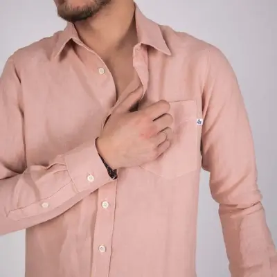 Chemise Zeus en lin rose — photo 3
