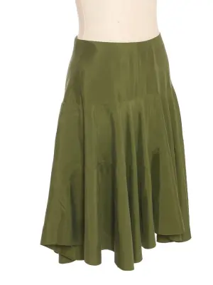 Jupe mi-longue en coton satiné vert olive Prix boutique 990€ Taille M — photo 2