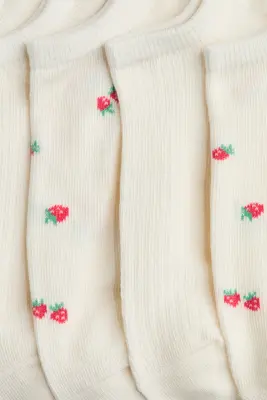 Socquettes, lot de 7 paires - Crème/fraises — photo 2
