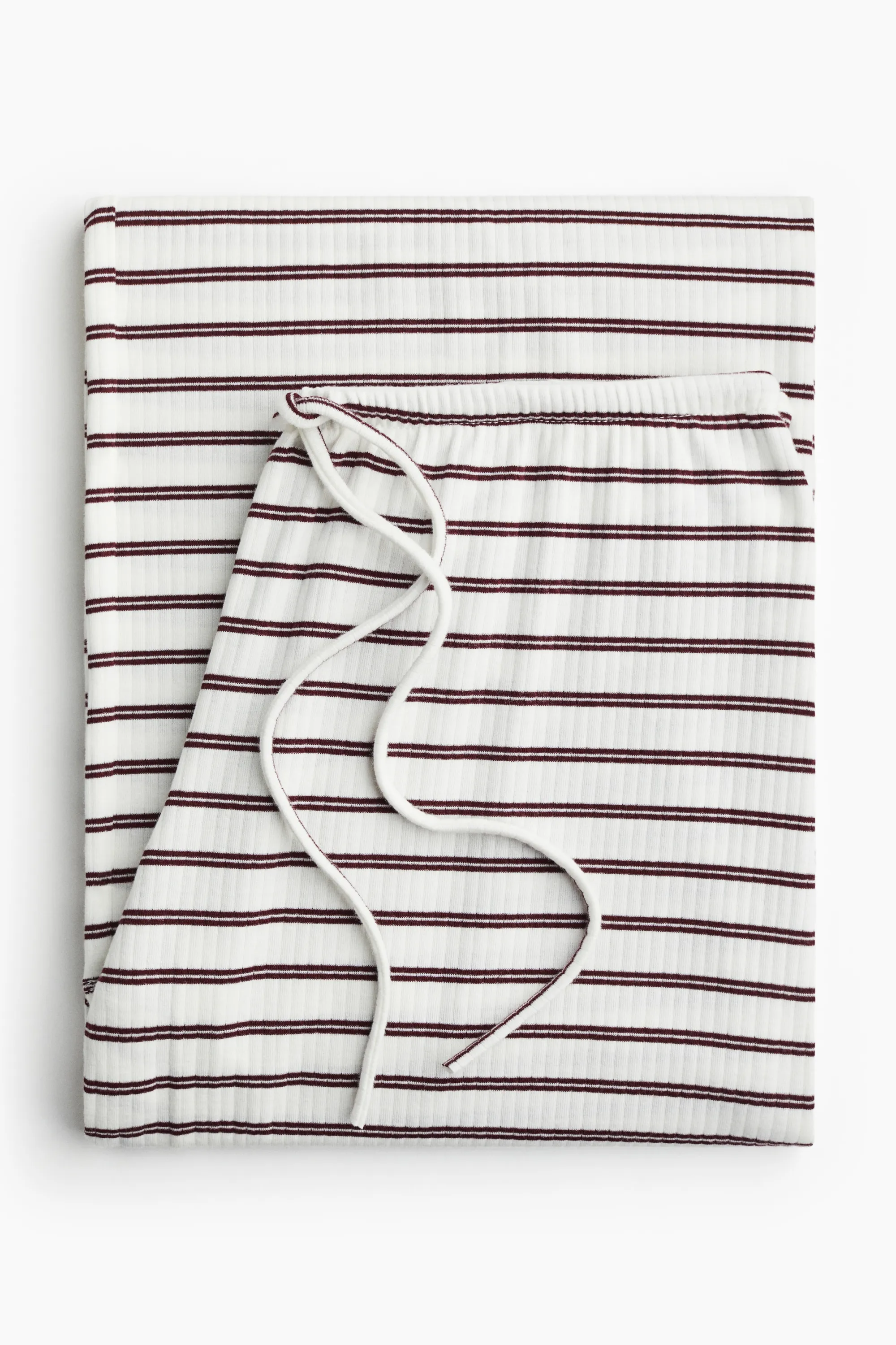 Pantalon en coton mélangé - Blanc/rayures bordeaux