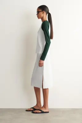 T-SHIRT À MANCHES LONGUES RAGLAN EN COTON - BLANC / VERT — photo 2