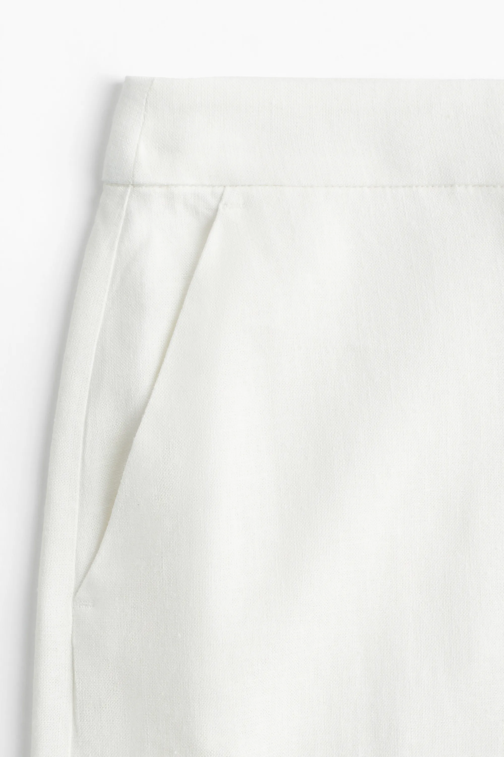 Pantalon large en lin mélangé - Blanc