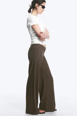 Pantalon de costume évasé taille basse - Rayure marron — photo 3