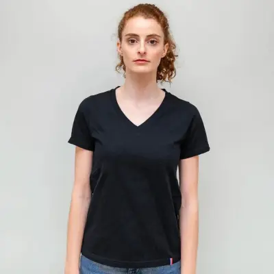 T-shirt Martine col V noir — photo 2